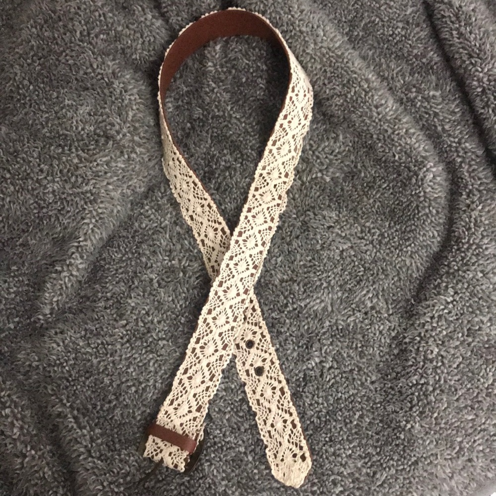 Leather Belt with Lace Detail